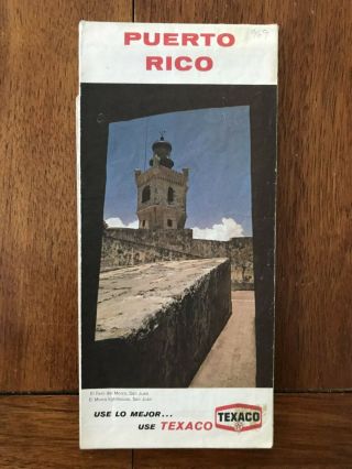 1969 Texaco Oil Company Road Map Of Puerto Rico