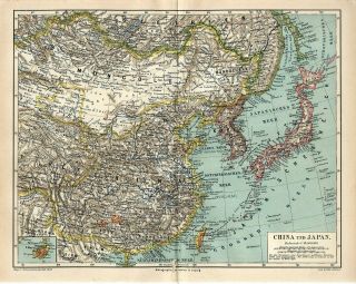 1874 China Japan Korea Mongolia Taiwan Hainan Russia Sakhalin Antique Map