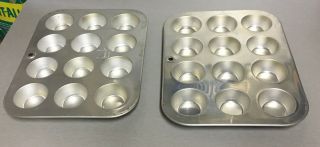 2 Vintage Aluminum Mini - Muffin Cupcake Pans Made By Mirro In The Usa,  12 Ct Each
