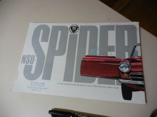 Nsu Prinz Spider French Brochure 1964?? Nsu
