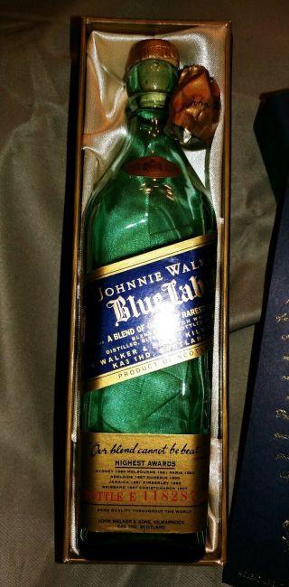 Johnnie Walker Blue Label 200 ML Bottle EMPTY Includes gift box and placard 2