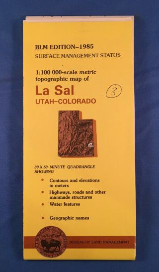 Usgs Blm Edition Topographic Map Utah - Colorado - La Sal