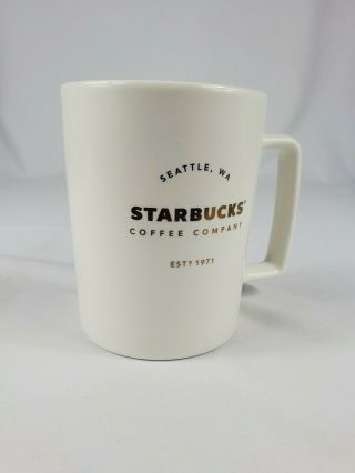 Starbucks White Coffee Cup With Gold " Starbucks Est 1971 " 2016 16oz