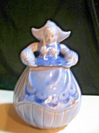 Vintage Red Wing Pottery Cookie Jar Cobalt Dutch Girl