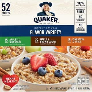 Quaker Instant Oatmeal Variety Pack,  52 Pk.  /1.  46 Oz.