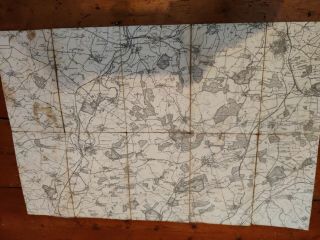Antique Cloth Ordnance Survey Map Of Oundle