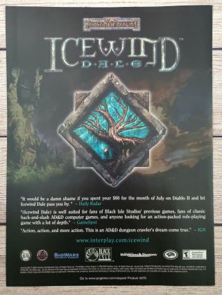 Icewind Dale Heart Of Winter Pc Game Promo Ad Art Print Poster Baldur 