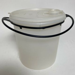 Vintage Tupperware Round Gallon Size White Sheer Pour All Container 254 - 3 & Lid