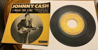 Johnny Cash 45,  Ps " I Walk The Line/folsom Prison Blues " Ep - 113 Sun Records