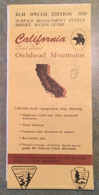 Usgs Blm Edition Topographic Map California Owlshead Mountains Desert District
