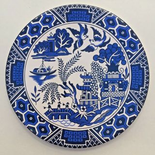 Blue Willow Decorative Round Ceramic Tile Trivet Hr Johnson Ltd England 6 Inch