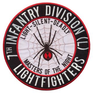 7th Infantry Division - Huge 8 1/2 " Lightfighter - Black Widow Embroidered Patch