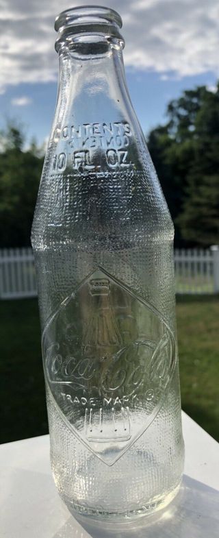 Vintage Coca Cola Coke Clear Bottle Embossed Diamond 10 ounce Straight Side 2