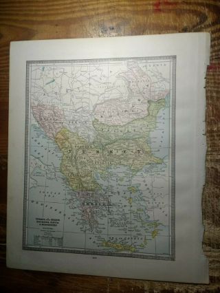 1885 - Map Of Turkey In Europe Greece Roumania Servia & Montenegro Map Of Italy