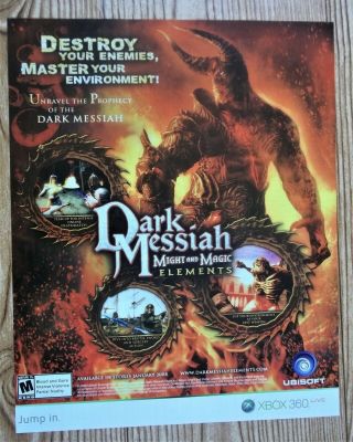 Dark Messiah Of Might And Magic Rpg Xbox 360 2008 Vintage Print Ad/poster Art