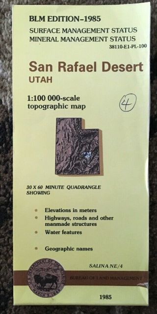 Usgs Blm Edition Topographic Map Utah - San Rafael Desert