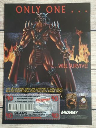 Ultimate Mortal Kombat Trilogy Ps1 Nintendo 64 N64 1996 Promo Sears Ad Poster