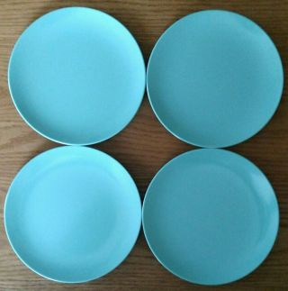 Set Of 4 Texas Ware Melmac 6 - 5/8 " Lunch/bread Plates Aqua Blue/teal/turquoise
