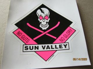 Sun Valley Ski Idaho No Guts No Glory 3 1/2 X3 " Skull Bumper Sticker Decal