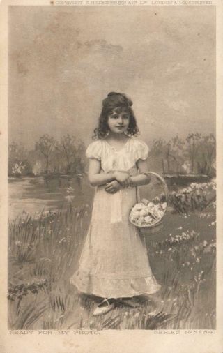 1905 Vintage Young Girl Ready For My Photo Hildesheimer Postcard -