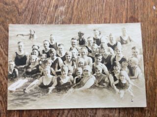Vintage 1922 Real Photo Saltair Beach,  Great Salt Lake,  Utah,  Swimmers,  Rppc
