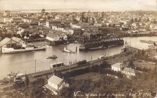 Old Vintage Postcard View Of Main Port Of Hoquiam Washington 1909 Real Photo