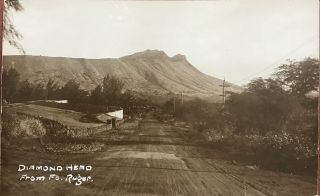 1920 Vintage Real Photo Post Card Of Diamond Head From Ft.  Ruger Oahu Hawaii