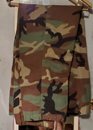 Military Surplus Combat Pants - Woodland Camo - Like - Large/long