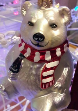 Kurt Adler Coca Cola Polar Bear Ornament Glass Christmas (box Not)