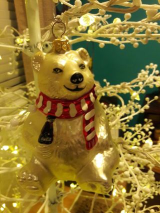 Kurt Adler Coca Cola Polar Bear Ornament Glass Christmas (Box Not) 2