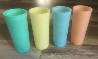 Set Of 4 Tupperware Pastel 107 Tumblers Cups Glasses - 6.  5 " - Stackable - Vintage