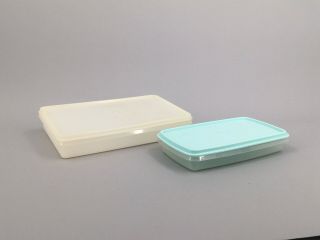 Vintage Tupperware Sheer 794 & 816 Cold Cut Lunch Meat Bacon Keeper With Seals