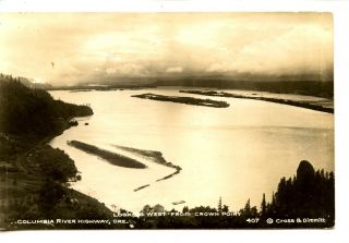 Crown Point View - Columbia River Highway - Oregon - Rppc - Vintage Real Photo Postcard