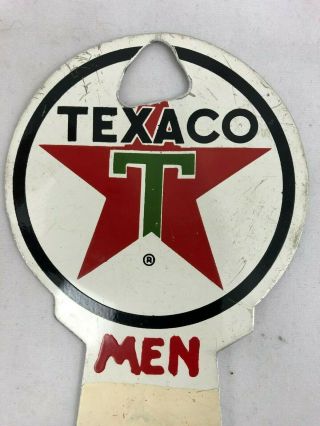 Vintage (late 50 ' s?) TEXACO Gas Station Men ' s RESTROOM Key Holder - Metal 2