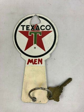 Vintage (late 50 ' s?) TEXACO Gas Station Men ' s RESTROOM Key Holder - Metal 3
