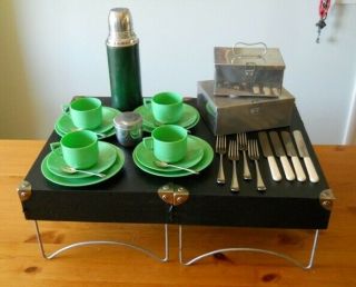 Car Case Table Picnic Set M - L Beatl Ware Thermos Vintage Coventry England