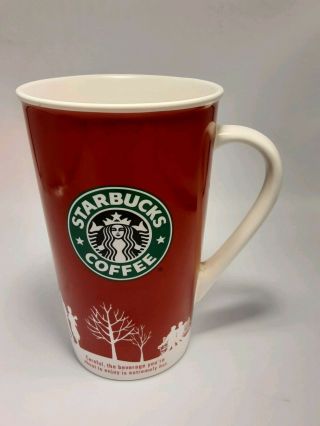 Vintage Starbucks 2006 Holiday Mug 16 Oz Coffee Cup Mermaid Logo - Red White