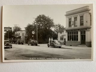 Vintage Real Photo Pc Main Street,  Oostburg,  Wi Texaco Gas Pump/truck Pepsi Truck