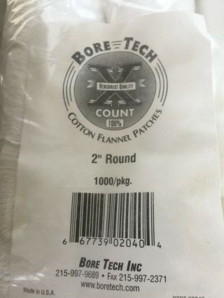 Bore Tech The Best Of Gun Cleaning Patches 2 " Rd.  Cotton Flannel 1000