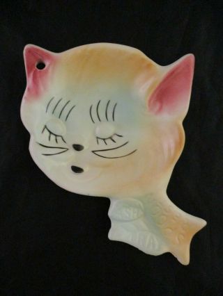 Vintage Mcm Cat Kitty Ceramic Spoon Rest Ash Tray (830)
