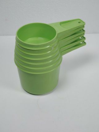 Vintage Tupperware Lime Green Nesting Set Of 6 Measuring Cups 766