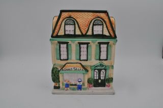 Sherwood Collectible Ceramic Cookie Jar Canister Sweet Shop House Shaped 1999