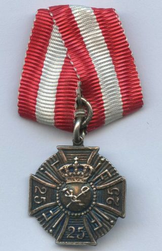 Denmark Danish Silver Miniature Medal Cross Long Service 25 Years