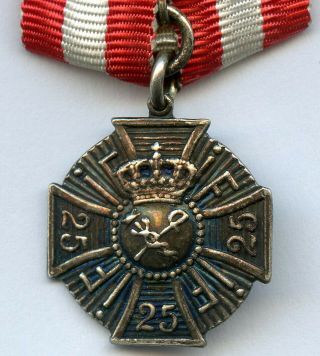 Denmark Danish Silver Miniature Medal Cross Long Service 25 years 2