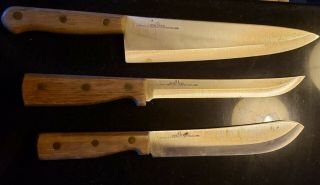 3 Vintage Old Homestead Kitchen Knives Stainless Steel Made In Japan
