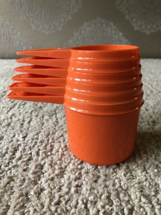 Vintage Tupperware Complete Set of 6 Harvest Orange Measuring Cups 761 - 1 - 766 - 1 2