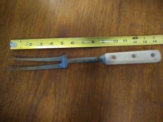 Vintage Russell Forged Meat Fork With Wood Handle Grill Carving Smoker Bbq