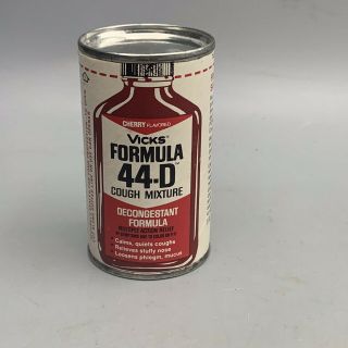 Vintage Vicks Formula 44 - D Cough Mixture Sample Full Can (1 Oz)