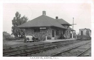 Alberton Pei Canada Cnr Train Station Real Photo Vintage Postcard Aa18885