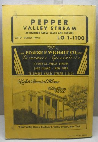 Vintage Telephone Book 1957 - 58 Valley Stream,  NY,  Yellow & White pages 2